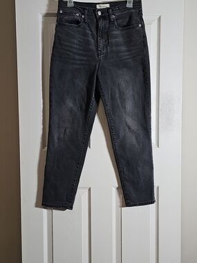 Madewell The Mom Jean Jeans Black Ankle Stretch Cotton Denim Size 27